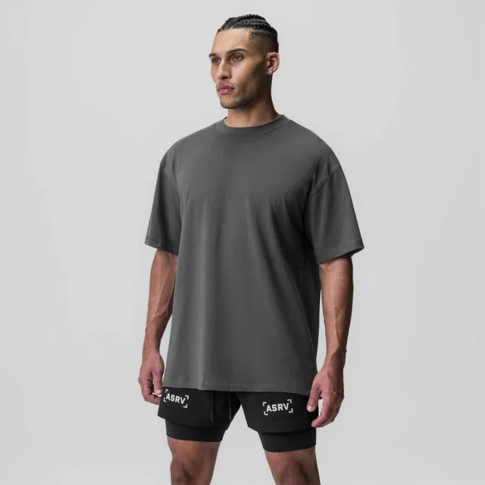 ASRV Short Sleeves Men Supima Oversized Tee Space Grey