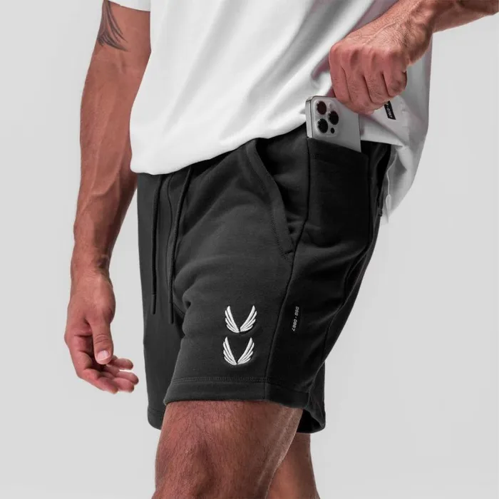 ASRV Shorts Men TechTerry Sidelock Sweat Short Black 034stacked Wings034