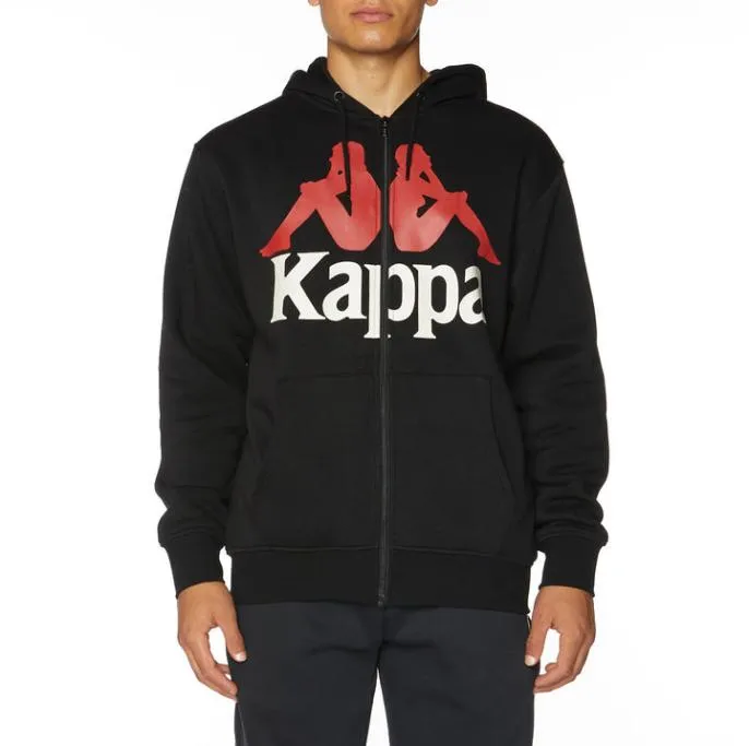 Authentic Awert 2 Hoodie 8211 Black Black Men Kappa Hoodies and Sweatshirts