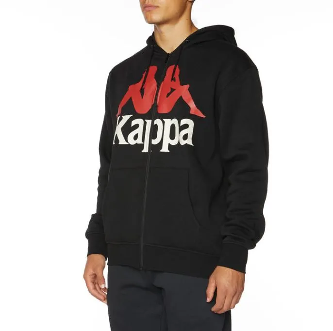 Authentic Awert 2 Hoodie 8211 Black Black Men Kappa Hoodies and Sweatshirts