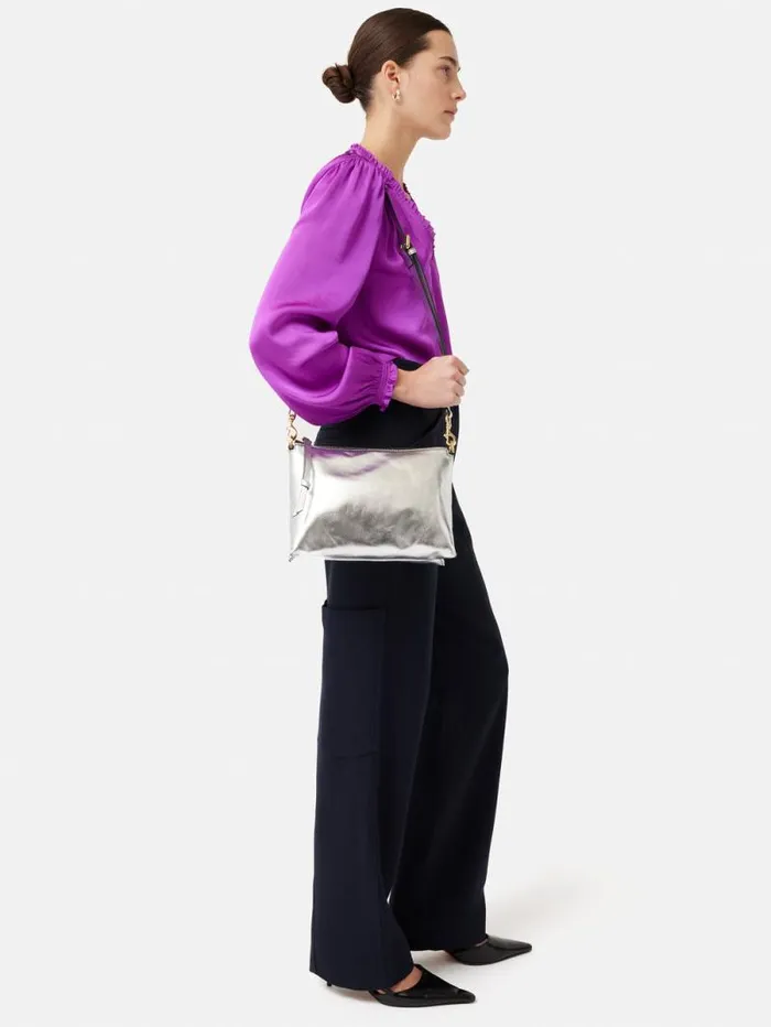 Ava Leather Crossbody Silver Women Jigsaw Leather