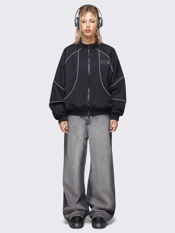 Awake Black Windbreaker Jacket Women Minga London Jackets