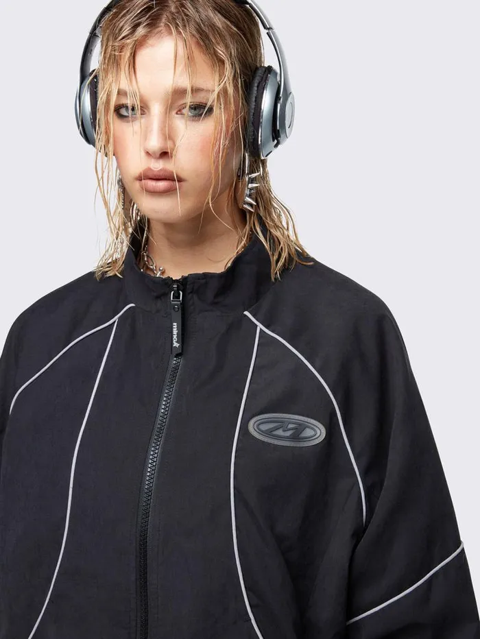 Awake Black Windbreaker Jacket Women Minga London Jackets