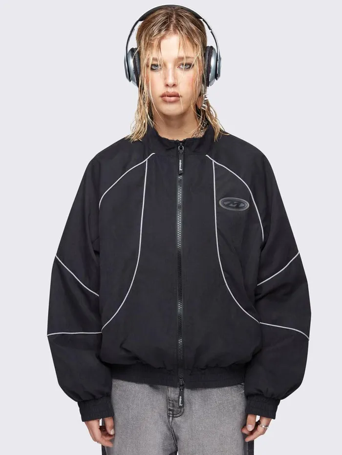 Awake Black Windbreaker Jacket Women Minga London Jackets