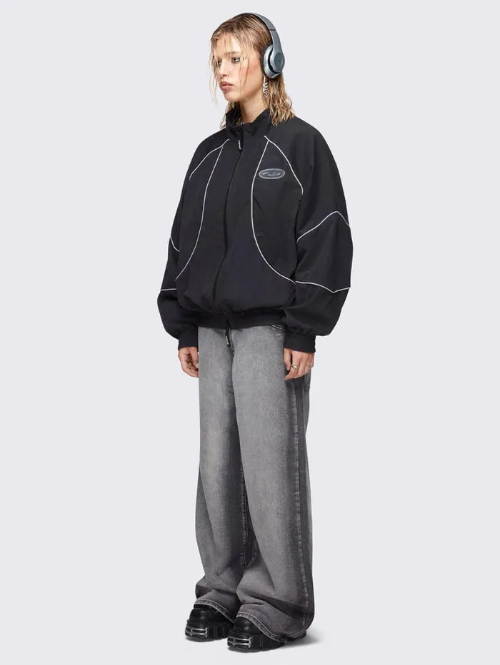 Awake Black Windbreaker Jacket Women Minga London Jackets
