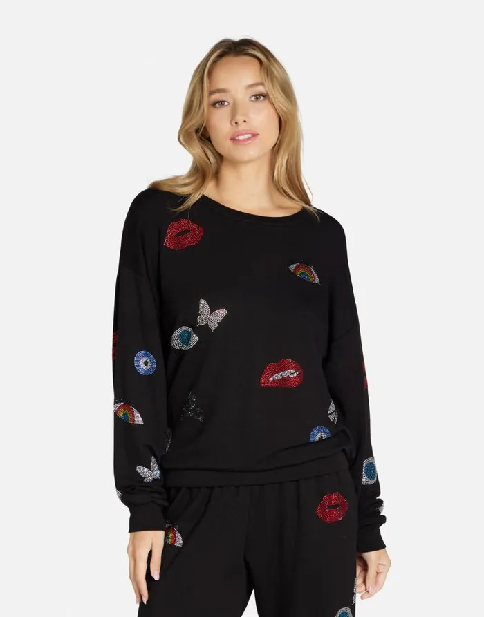 Babbs Crystal Elements Black Women Lauren Moshi Long Sleeve