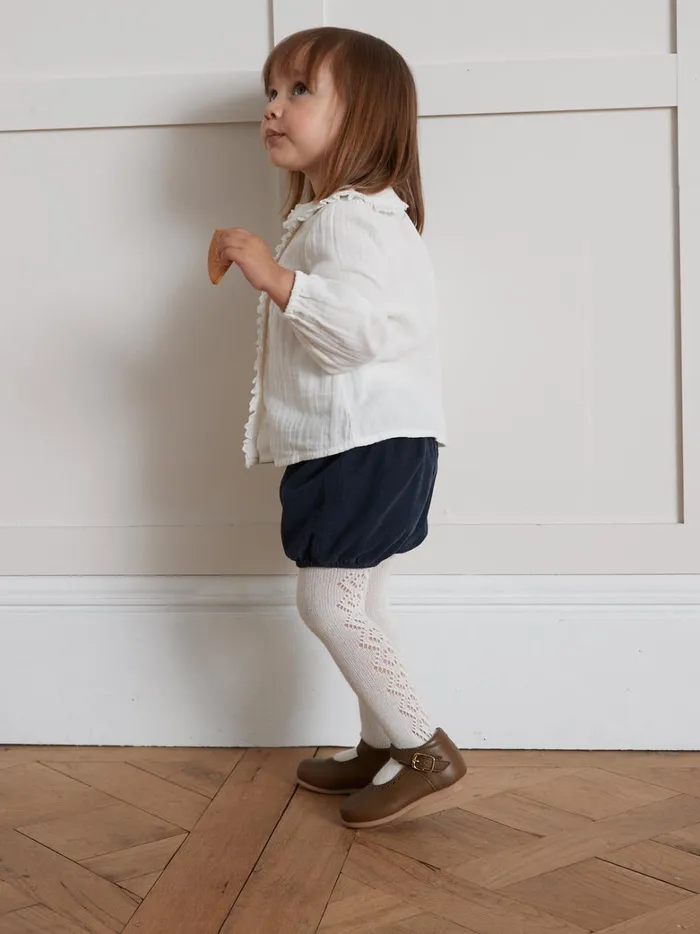 Baby Baby Girl Cyrillus Blouse In Double Cotton Gauze Ecru