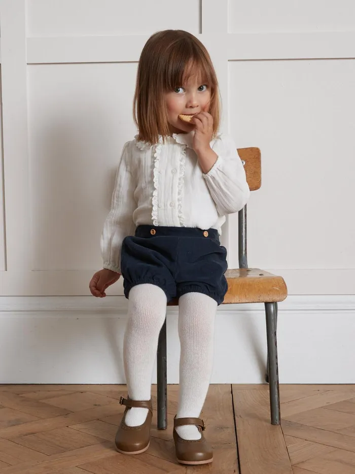 Baby Baby Girl Cyrillus Blouse In Double Cotton Gauze Ecru