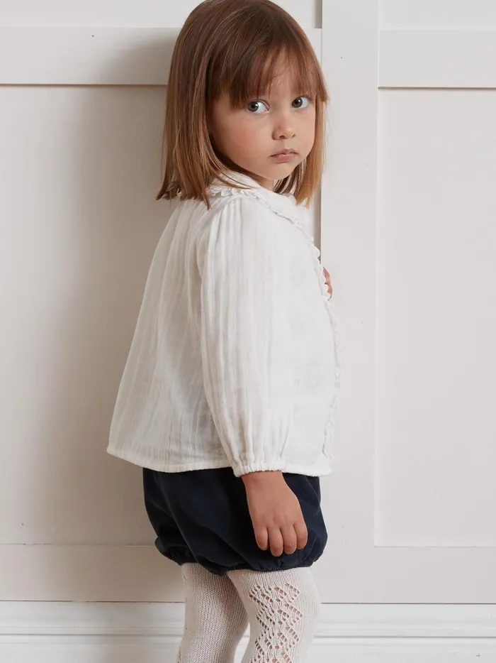 Baby Baby Girl Cyrillus Blouse In Double Cotton Gauze Ecru