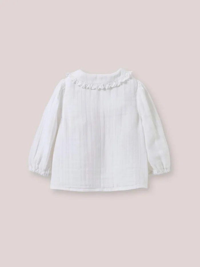 Baby Baby Girl Cyrillus Blouse In Double Cotton Gauze Ecru