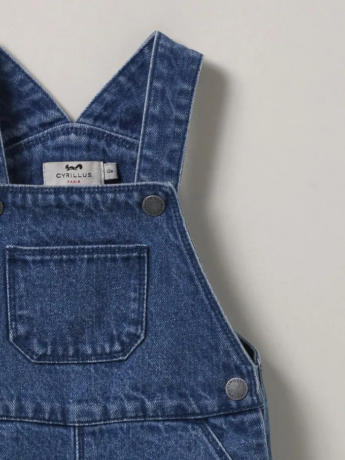 Baby Baby Girl Cyrillus Denim Dungarees Denim Bleu