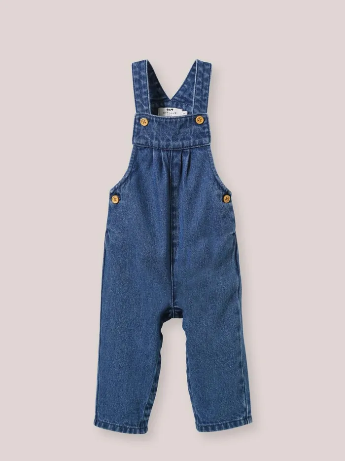 Baby Baby Girl Cyrillus Denim Dungarees Denim Bleu