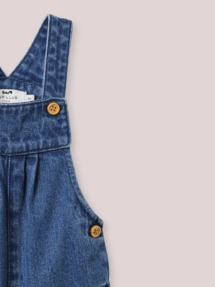 Baby Baby Girl Cyrillus Denim Dungarees Denim Bleu