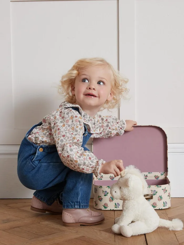 Baby Baby Girl Cyrillus Denim Dungarees Denim Bleu