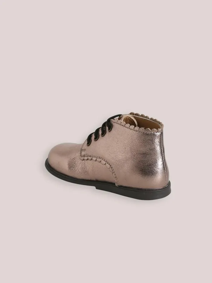 Baby Baby Girl Cyrillus Iridescent Leather Ankle Boots Mordore