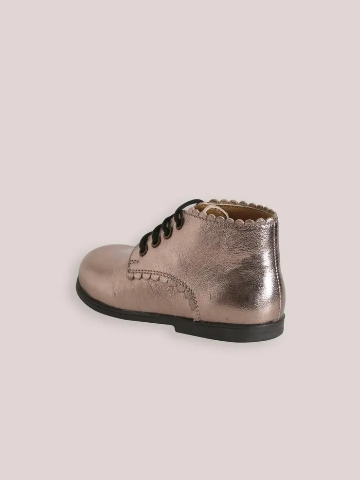 Baby Baby Girl Cyrillus Iridescent Leather Ankle Boots Mordore