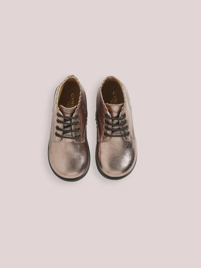 Baby Baby Girl Cyrillus Iridescent Leather Ankle Boots Mordore
