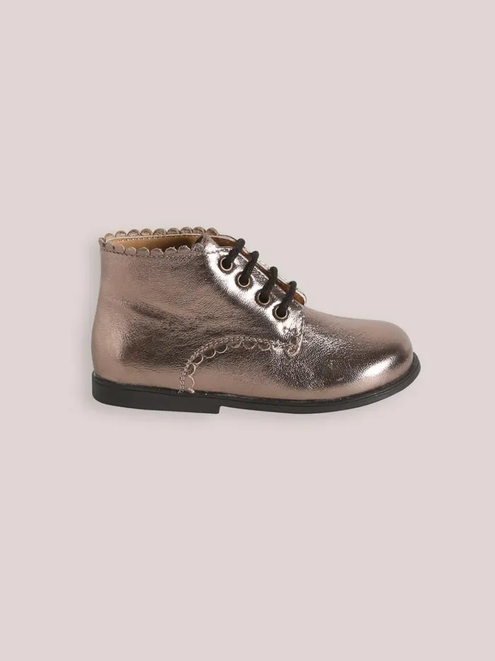 Baby Baby Girl Cyrillus Iridescent Leather Ankle Boots Mordore