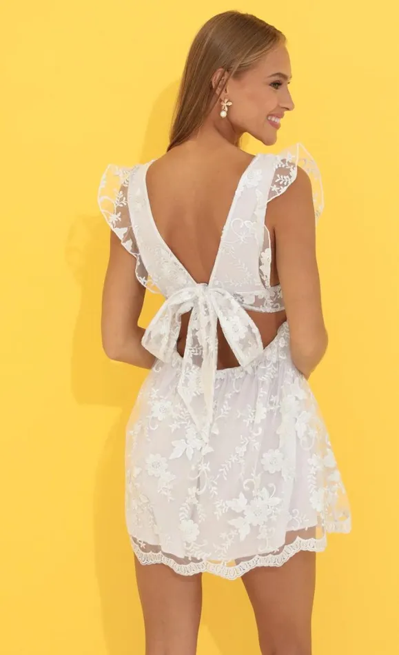 Baby Doll Dress White Women LUCY IN THE SKY Mini Dresses