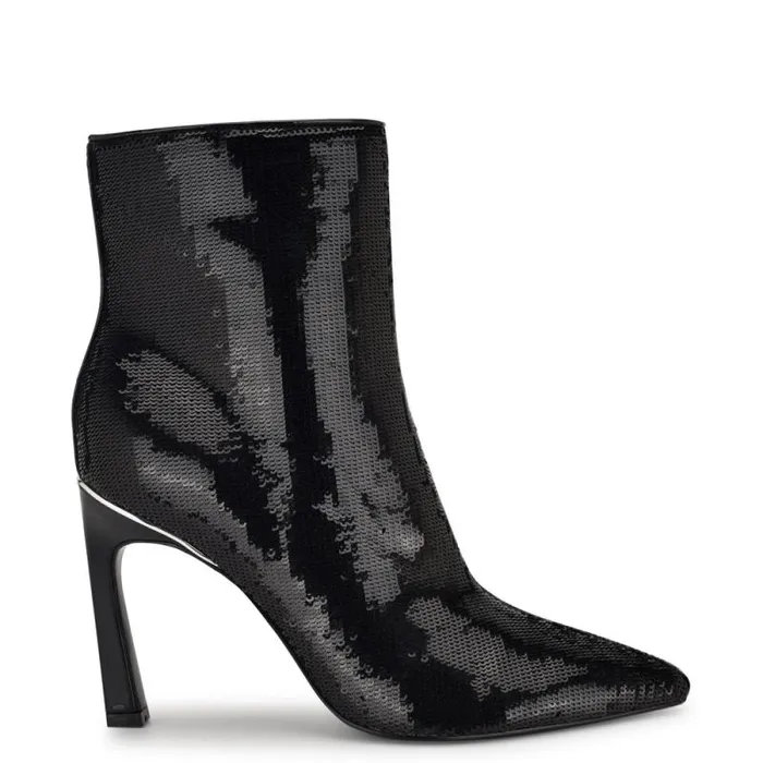 Baey Dress Ankle Booties Black Sequin Women Nine West Boots and Booties