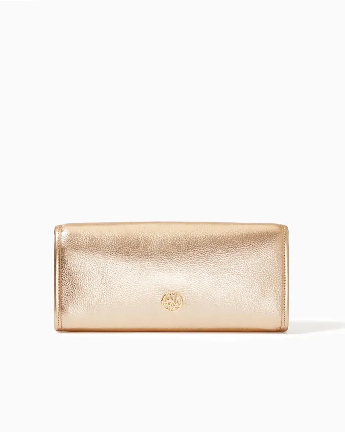 Bags Women Lilly Pulitzer Benton Leather Clutch Gold Metallic Bags Women Lilly Pulitzer Benton Leather Clutch Gold Metallic