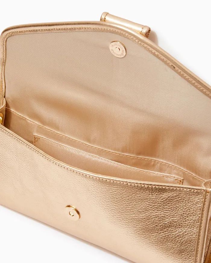 Bags Women Lilly Pulitzer Benton Leather Clutch Gold Metallic Bags Women Lilly Pulitzer Benton Leather Clutch Gold Metallic