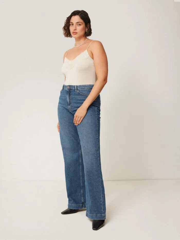 Balfour Long Wide Leg Jean Vintage Mid Blue Women Jigsaw Denim