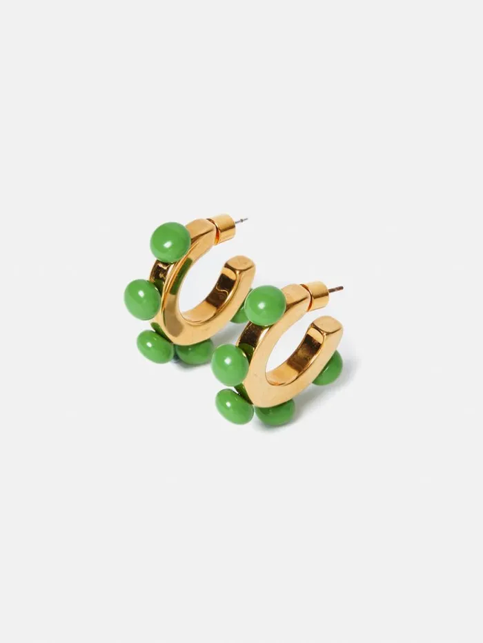 Ball Hoop Earrings Green Women Jigsaw Jewellery