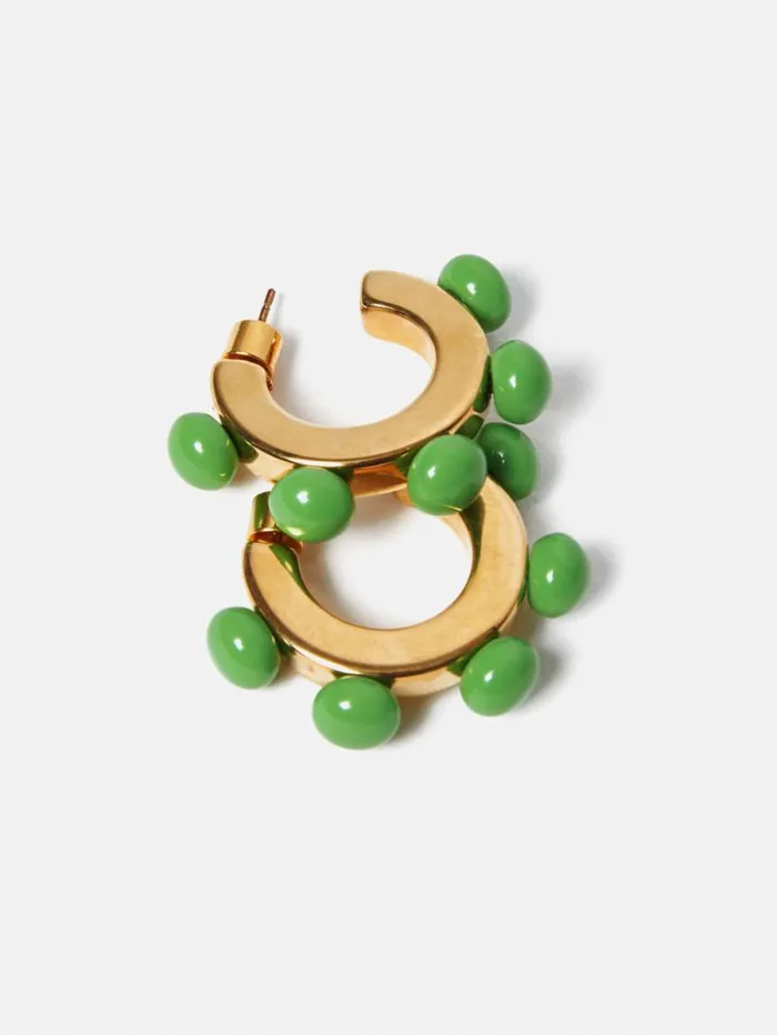Ball Hoop Earrings Green Women Jigsaw Jewellery