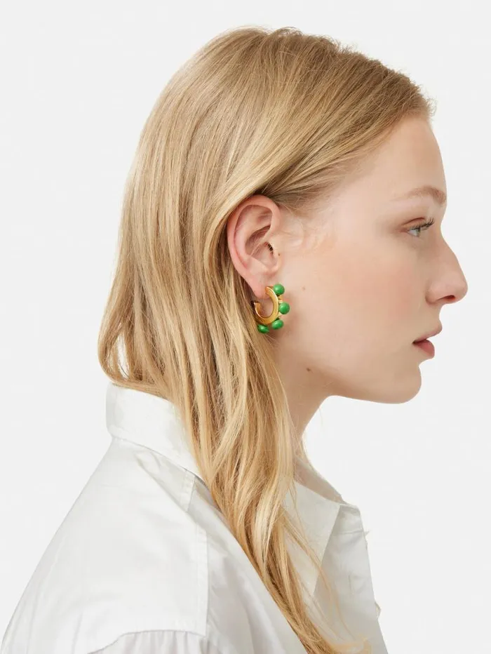 Ball Hoop Earrings Green Women Jigsaw Jewellery