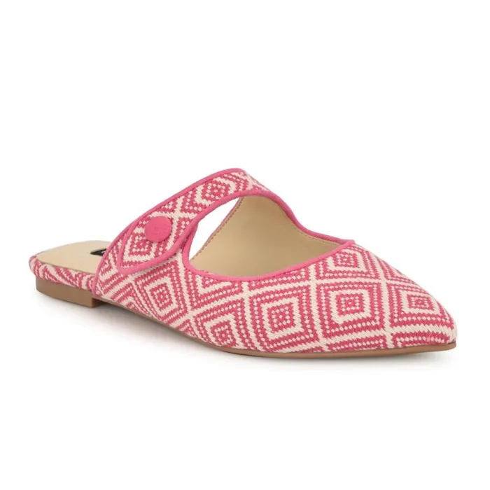 Barbra Flat Mules Pink Raffia Women Nine West Flats Barbra Flat Mules Pink Raffia Women Nine West Flats