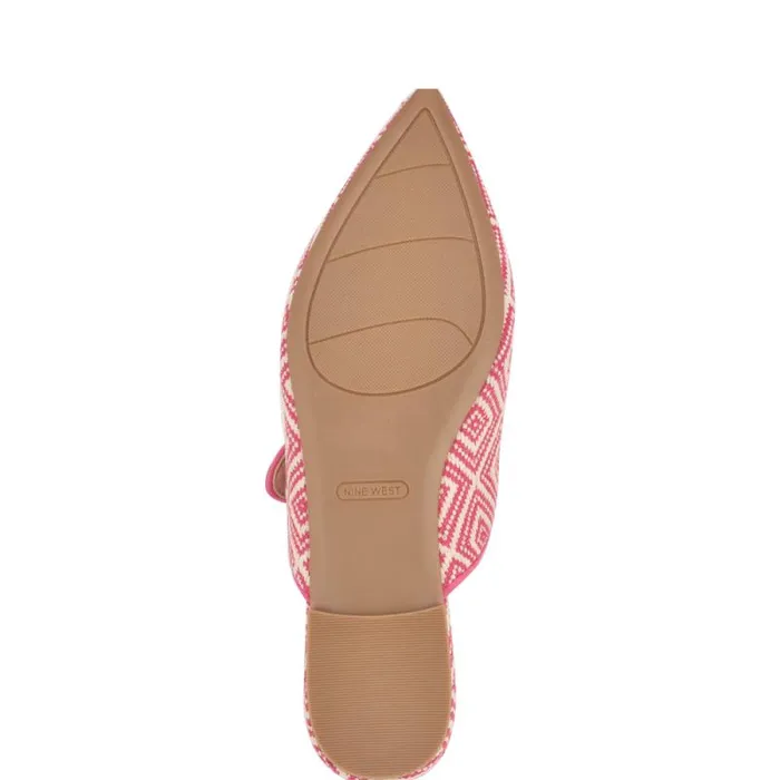 Barbra Flat Mules Pink Raffia Women Nine West Flats Barbra Flat Mules Pink Raffia Women Nine West Flats