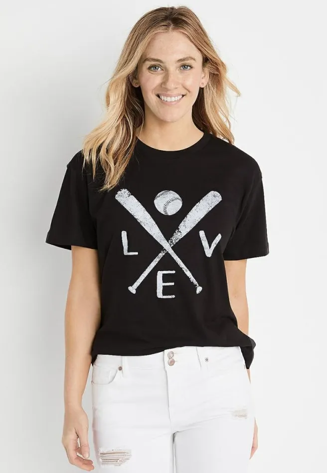 Baseball Oversized Graphic Tee Women Maurices Tops