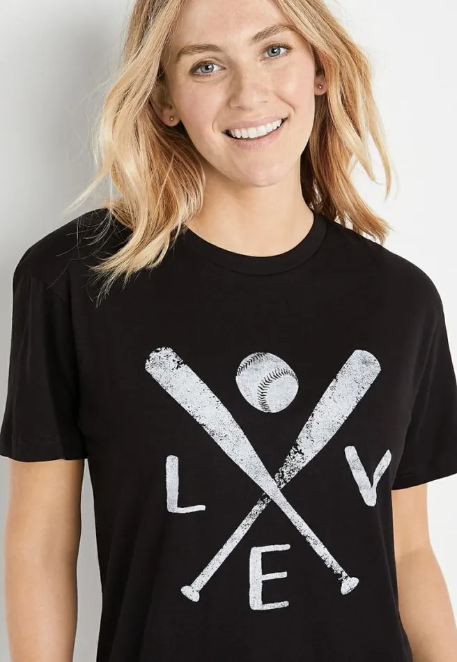 Baseball Oversized Graphic Tee Women Maurices Tops