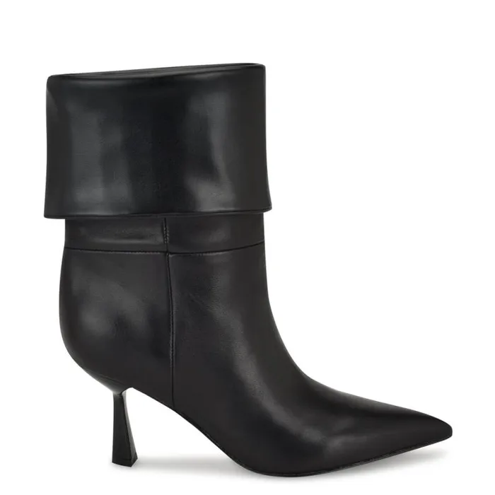Bayli Cuffed Dress Booties Black Leather Women Nine West Boots and Booties