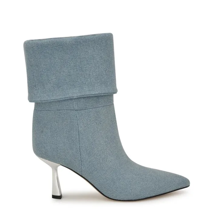 Bayli Cuffed Dress Booties Light Denim Women Nine West Boots and Booties