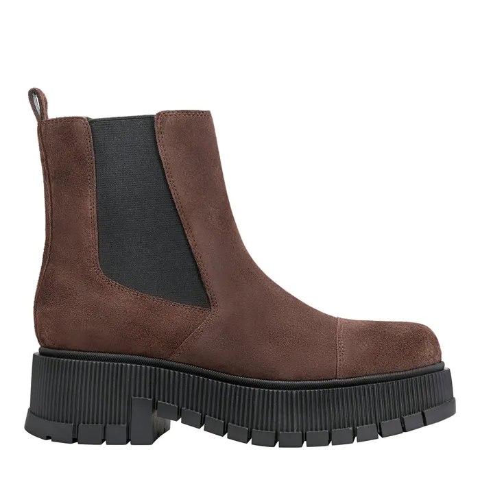 Bermida Lug Sole Bootie Dark Brown Suede Booties Marc Fisher Women