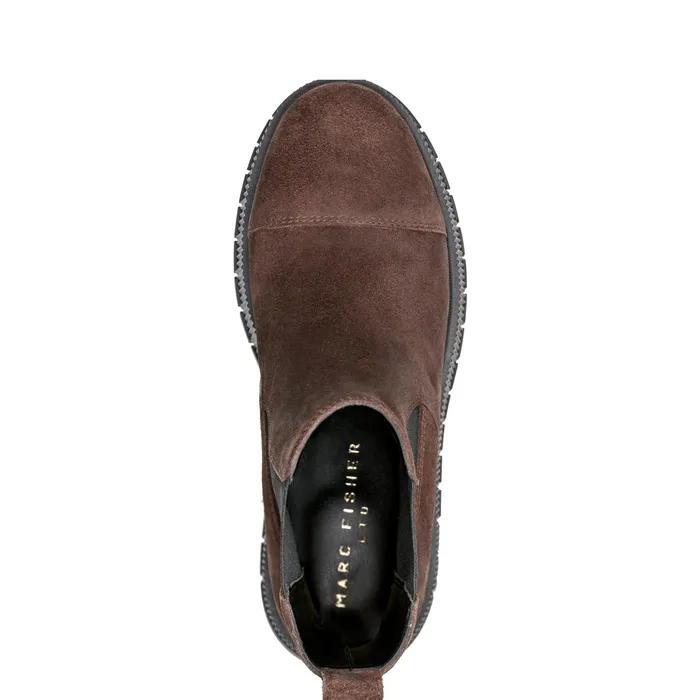 Bermida Lug Sole Bootie Dark Brown Suede Booties Marc Fisher Women