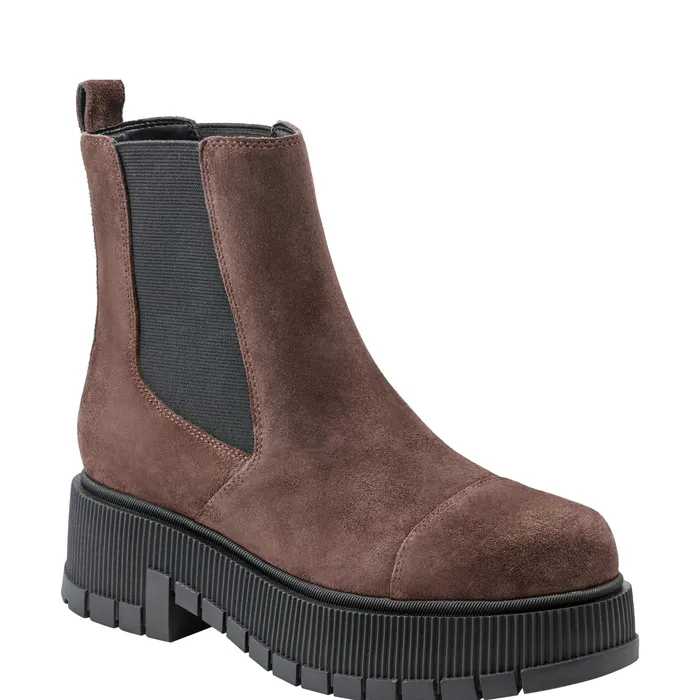 Bermida Lug Sole Bootie Dark Brown Suede Booties Marc Fisher Women