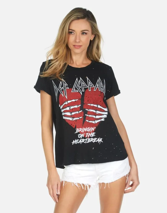 Bess X Def Leppard Heartbreak Black Women Lauren Moshi Short Sleeve