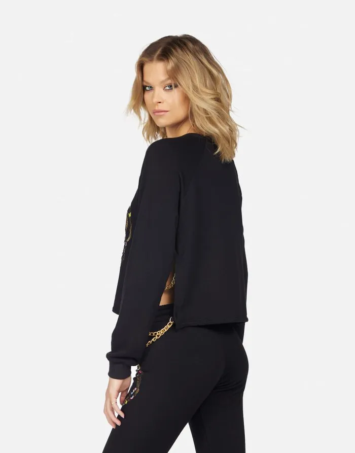 Bethany Foil Chain Peace Black Women Lauren Moshi Long Sleeve