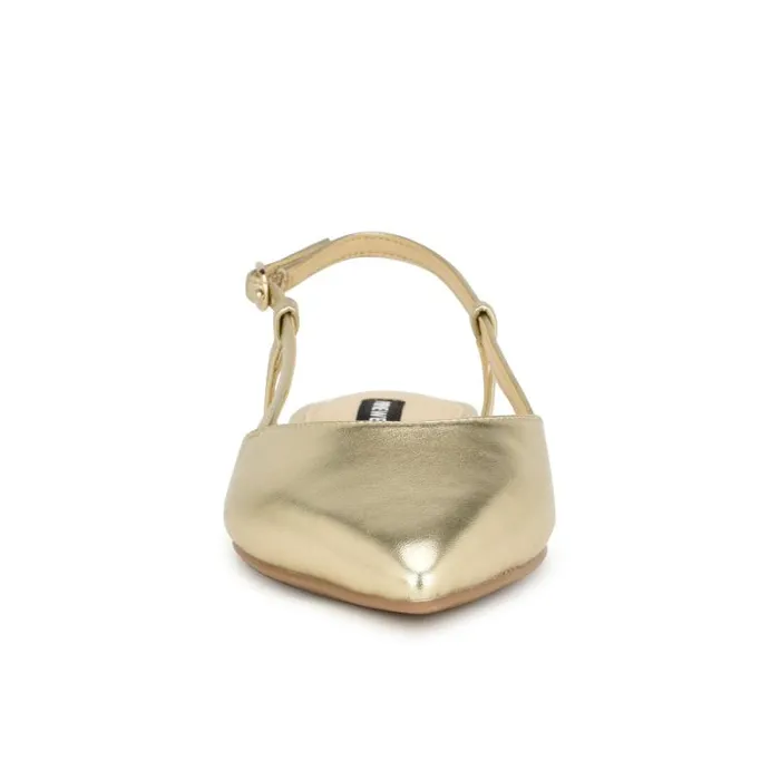 Bircah Pointy Toe Flat Slingbacks Gold Women Nine West Flats