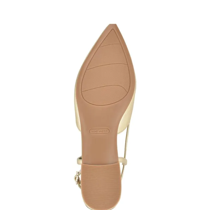 Bircah Pointy Toe Flat Slingbacks Gold Women Nine West Flats