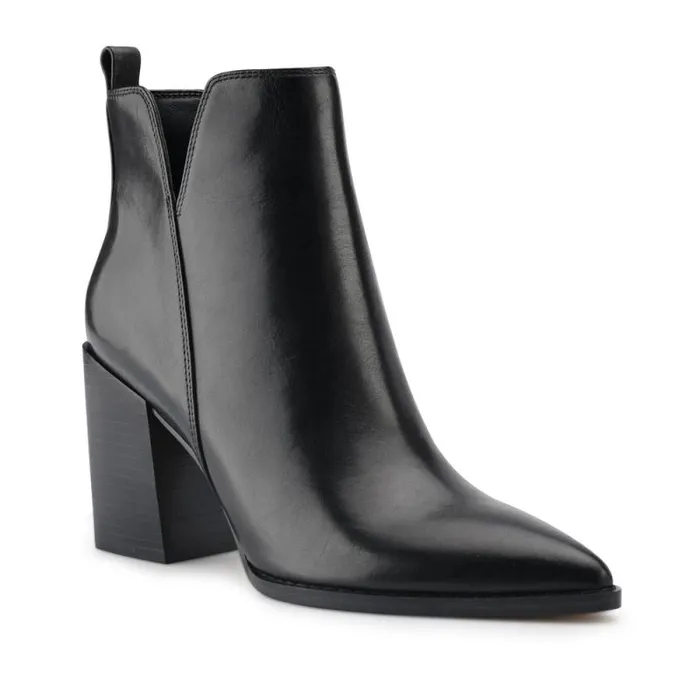 Birds Block Heel Booties Black Leather Women Nine West Boots and Booties Birds Block Heel Booties Black Leather Women Nine West Boots and Booties