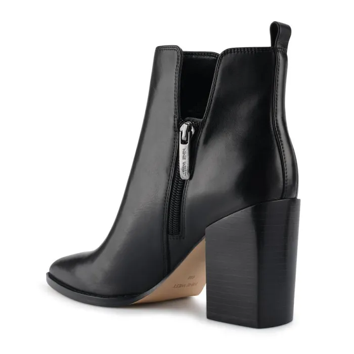 Birds Block Heel Booties Black Leather Women Nine West Boots and Booties Birds Block Heel Booties Black Leather Women Nine West Boots and Booties