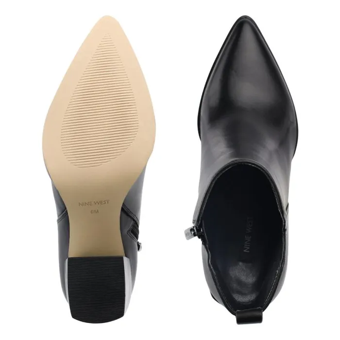 Birds Block Heel Booties Black Leather Women Nine West Boots and Booties Birds Block Heel Booties Black Leather Women Nine West Boots and Booties