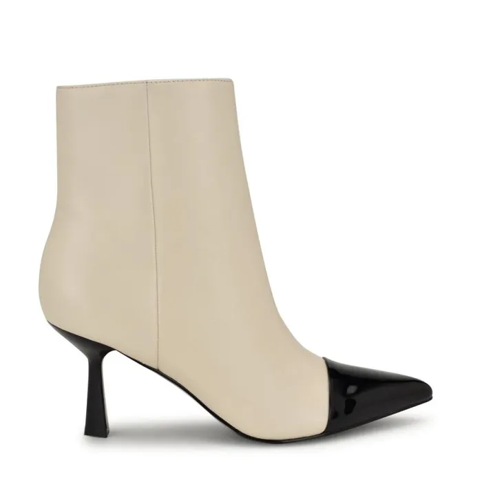 Birgy Pointy Cap Toe Dress Booties Ivory Leather Women Nine West Boots and Booties
