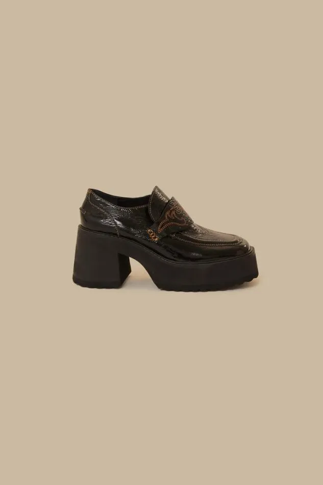 Black Platform Loafer Women FARM Rio Loafers and Mules