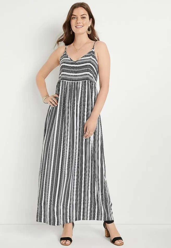 Black Striped Maxi Dress Women Maurices Dresses and Jumpsuits