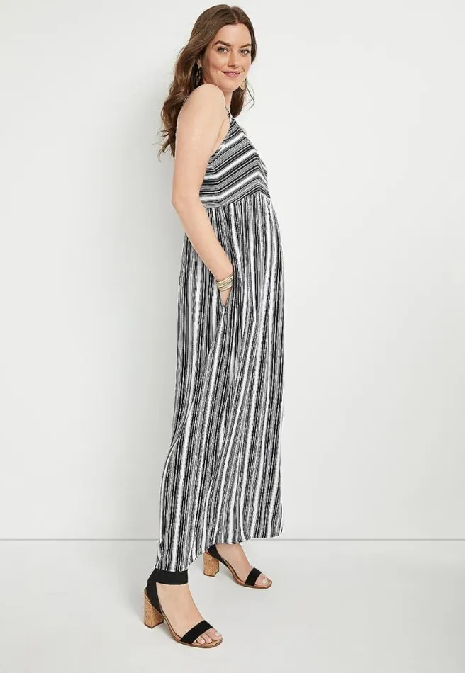 Black Striped Maxi Dress Women Maurices Dresses and Jumpsuits